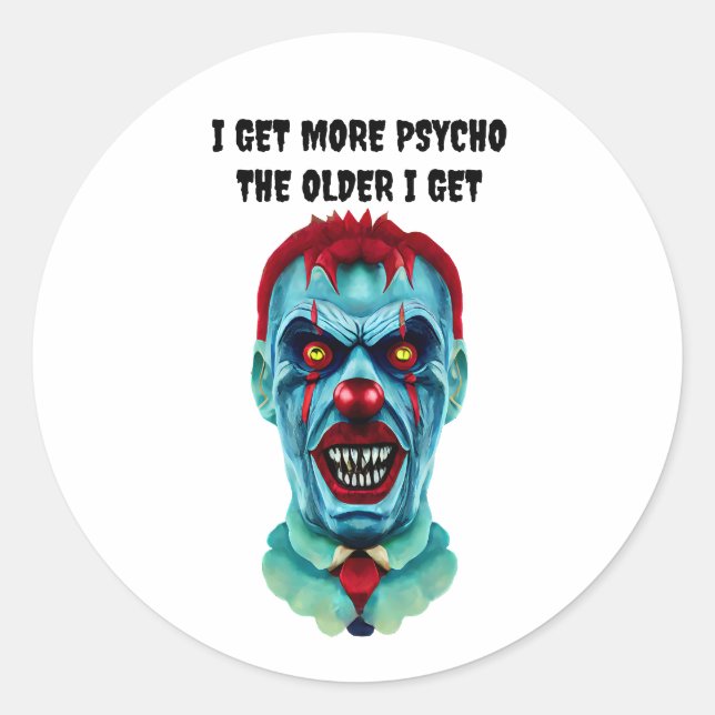 Psycho Creepy Killer Zombie Clown Horror Kunst Runder Aufkleber (Vorderseite)