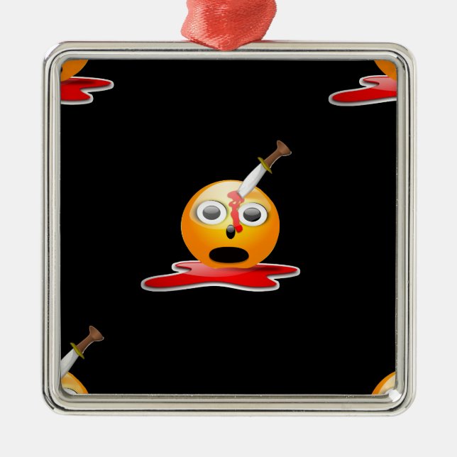 Psycho Emoji Ornament Aus Metall (Vorne)