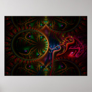 Psycho Gears Flame Fraktal Art Poster