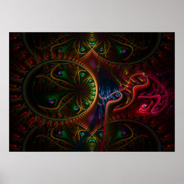 Psycho Gears Flame Fraktal Art Poster (Vorne)