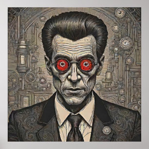 Psycho Killer Steampunk Retro Tinte Zeichnend Poster