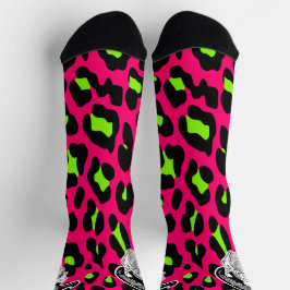 Psycho Skull Hot Pink Leopard Print Socken