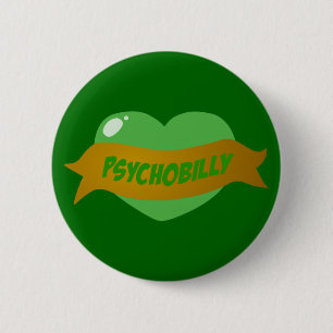 Psychobilly Tätowierungs-Herz Button
