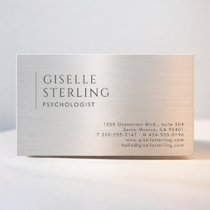 Psychologe Gebürstetes Metall Platin Visitenkarte