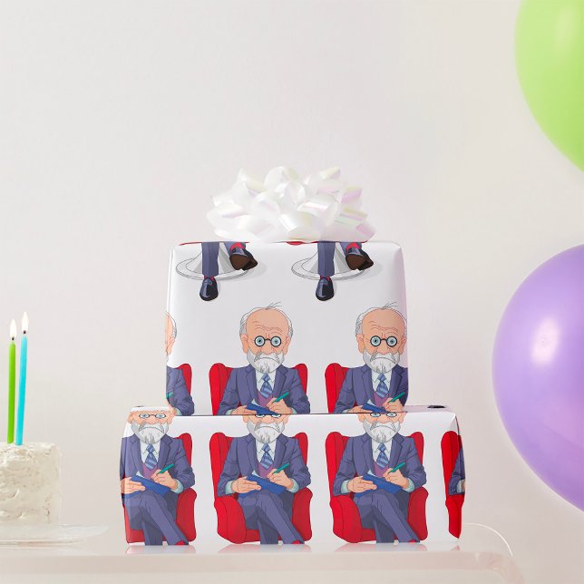 Psychologe im Anzug mit Notepad Sitzen Geschenkpapier (Von Creator hochgeladen)