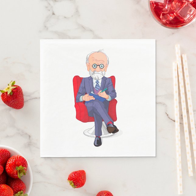 Psychologe im Anzug mit Notepad Sitzen Serviette (Von Creator hochgeladen)