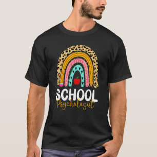 Psychologe Leopard Rainbow Zurück zur Schule T-Shirt