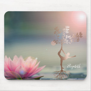 Psychologe Lotusbaum-Silhouette Yoga Mousepad