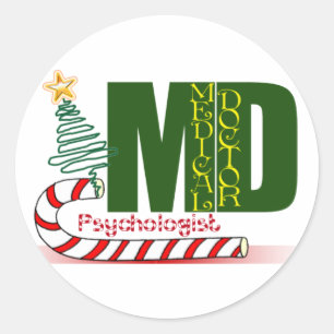 Psychologe MERRY CHRISTMAS MD Runder Aufkleber