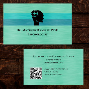 Psychologe Psychiater Teal Faux-Metall QR-Code Visitenkarte