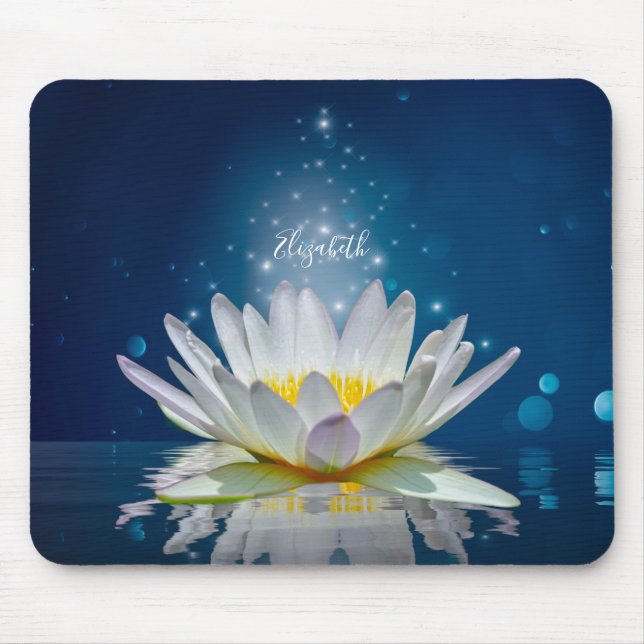 Psychologe Therapeutin Zen, White Lotus Blume Blau Mousepad (Vorne)
