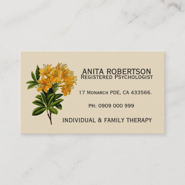 Psychologen ernennen Visitenkarten für Blumenbeste Terminkarte (Vorderseite)