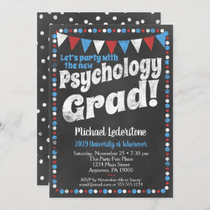 Psychologie Graduation Party Einladung Red Blue