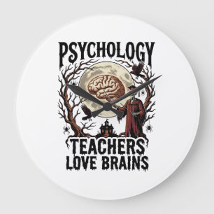 Psychologie-Lehrer Halloween Gehirn Liebhaber Goth Große Wanduhr