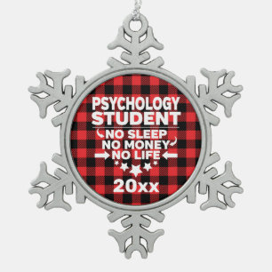 Psychologie Student kein schlafendes Geld Leben Ro Schneeflocken Zinn-Ornament