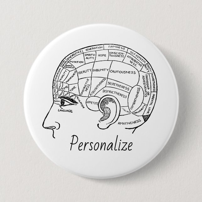 Psychologie Vintage Phrenologie Psychiatrie Button (Vorderseite)