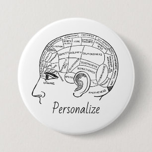 Psychologie Vintage Phrenologie Psychiatrie Button