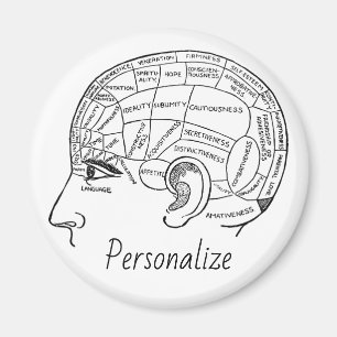 Psychologie Vintage Phrenologie Psychiatrie Gehirn Magnet