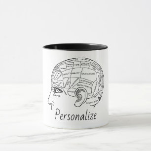 Psychologie Vintage Phrenologie Psychiatrie Gehirn Tasse