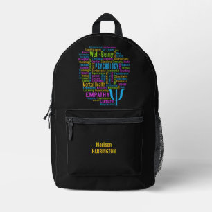 PSYCHOLOGIE Word Cloud individuelle Name Bedruckter Rucksack