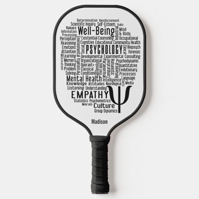 PSYCHOLOGIE Word Cloud individuelle Name Pickleball Schläger (Vorderseite)