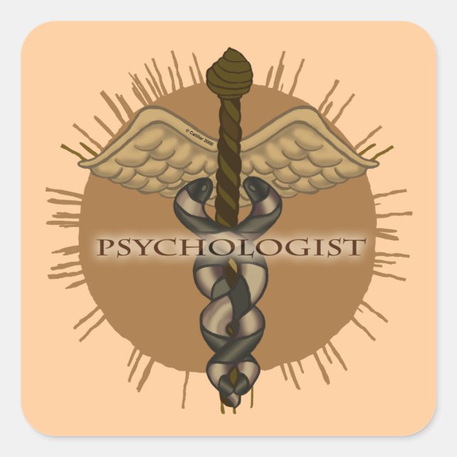 Psychologin Caduceus Quadratischer Aufkleber (Vorderseite)