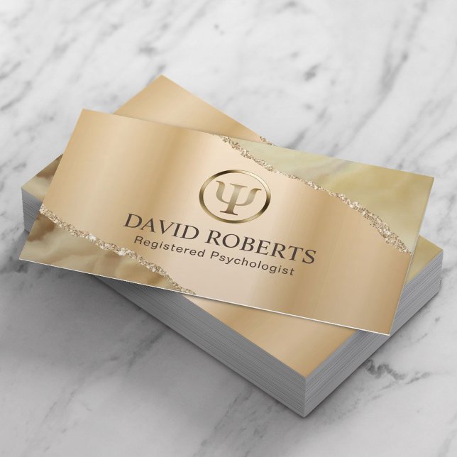 Psychologin Counselor Beruflich Gold Agate Terminkarte (Von Creator hochgeladen)