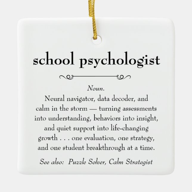 Psychologin der Schule Definition Danke Geschenk Keramikornament (Vorderseite)