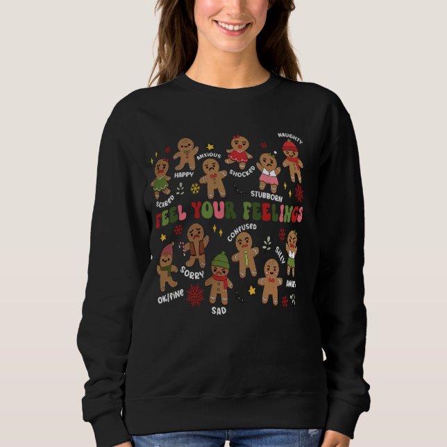 Psychologin der Schule Weihnachtsgingerbrot fühlen Sweatshirt (Vorderseite)