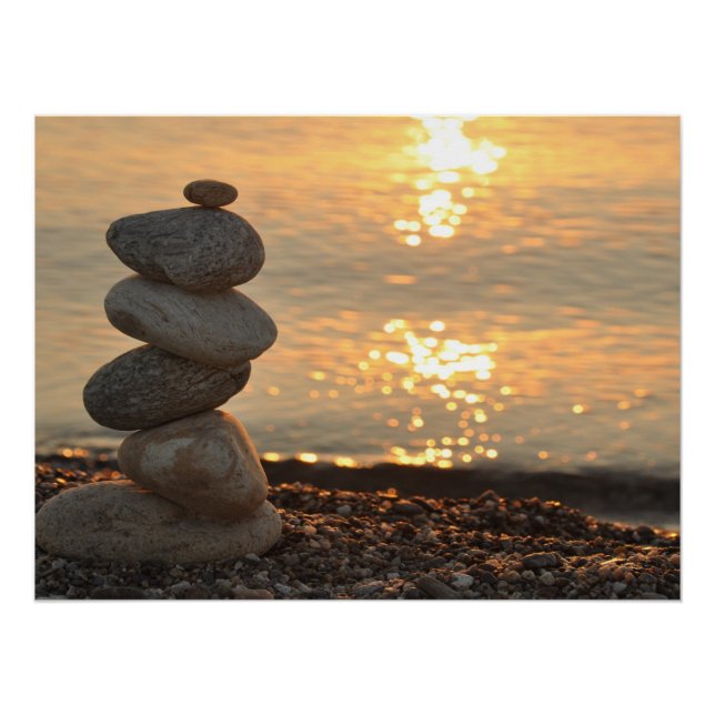 Psychologin Therapeut Zen Stones, Sonnenuntergang, Poster (Vorderseite)