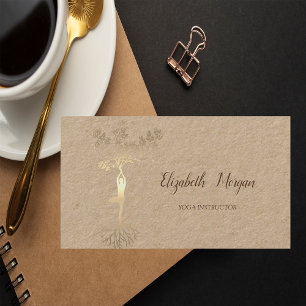 Psychologin Therapist, Gold Tree Silhouette, Yoga Visitenkarte