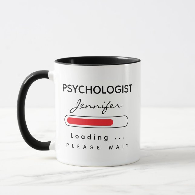 PSYCHOLOGIST [Name] Schwarz-Weiß-Lot Tasse (Links)