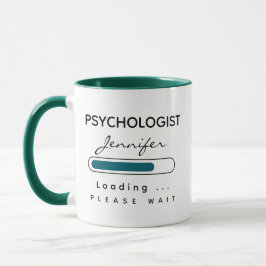 PSYCHOLOGISTIN [Name] Laden grün und weiß Tasse