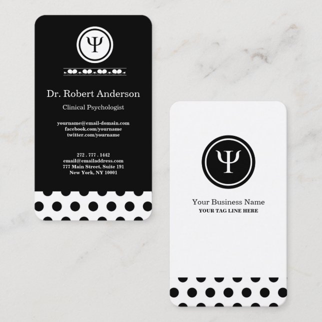 Psychology Psi Symbol Clinical Psychologist  Visitenkarte (Vorne/Hinten)