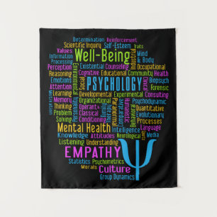 PSYCHOLOGY Word Cloud benutzerdefinierte Farbe Tap Wandteppich