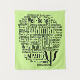 PSYCHOLOGY Word Cloud benutzerdefinierte Farbe Tap Wandteppich