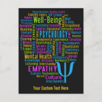PSYCHOLOGY Word Cloud benutzerdefinierte Postkarte