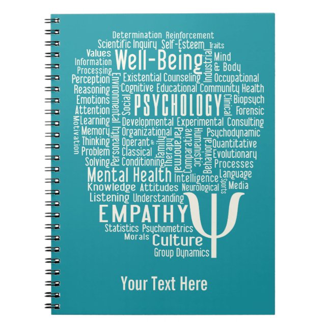 PSYCHOLOGY Word Cloud benutzerdefiniertes Farbheft Notizblock (Vorderseite)