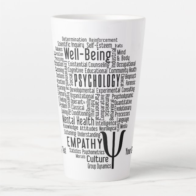 PSYCHOLOGY Word-Textanzeige Milchtasse (Vorderseite)