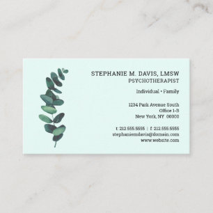 Psychotherapeut Eucalyptus Green Business Card Visitenkarte
