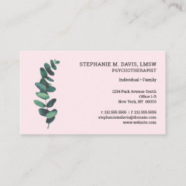 Psychotherapeut Eucalyptus Pink Business Card Visitenkarte