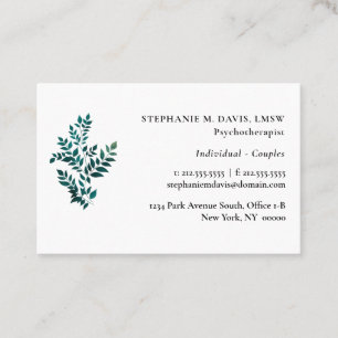 Psychotherapeut Green Pflanze Euro Business Card Visitenkarte
