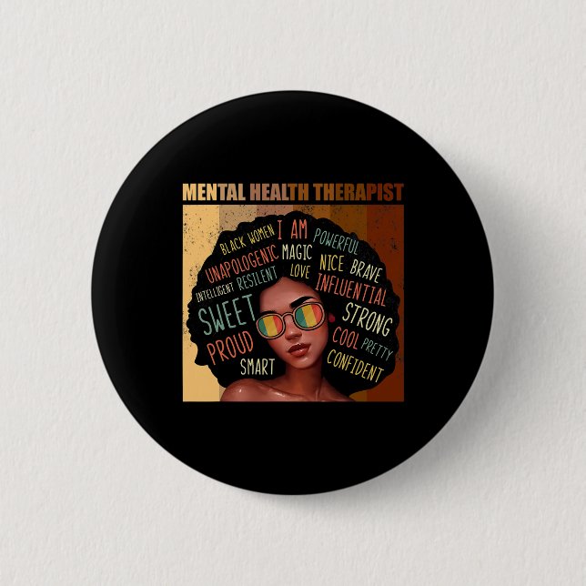 Psychotherapeutin Afro Women Black History m Button (Vorderseite)