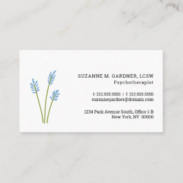 Psychotherapeutin Simple Blue Blume Business Card Visitenkarte