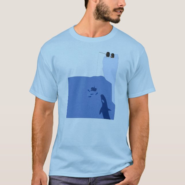 Psychotisches Pinguin-Fischen T-Shirt (Vorderseite)