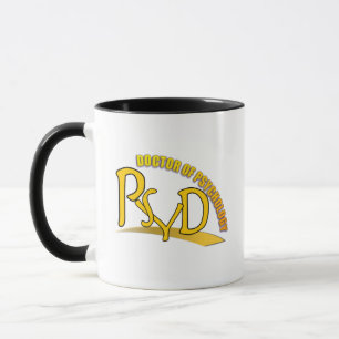 PSYD DOKTOR OF PSYCHOLOGY YELLOW LOGO TASSE