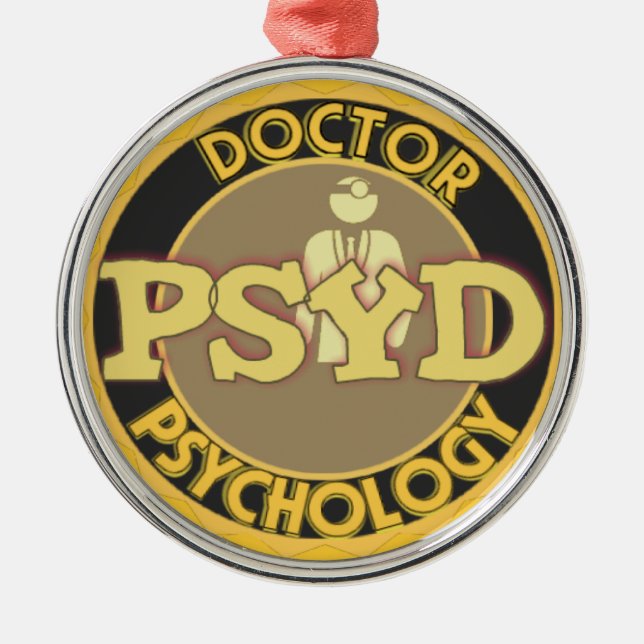 PsyD LOGO-ARZT PSYCHOLOGIE PSYCHOLOGISTIN Silbernes Ornament (Vorne)
