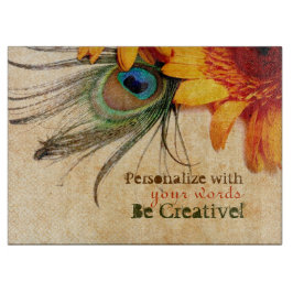 Psydefx: Gerbera Blume + Peacock Feather Schneidebrett