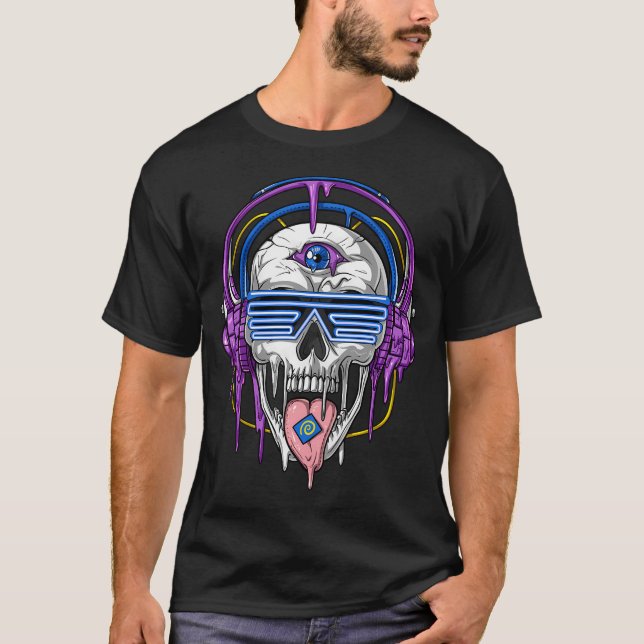 Psytrance psychedelischer Schädel T-Shirt (Vorderseite)