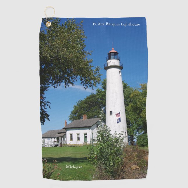 Pt Aux Barques Lighthouse großes Golfhandtuch (Vorderseite)